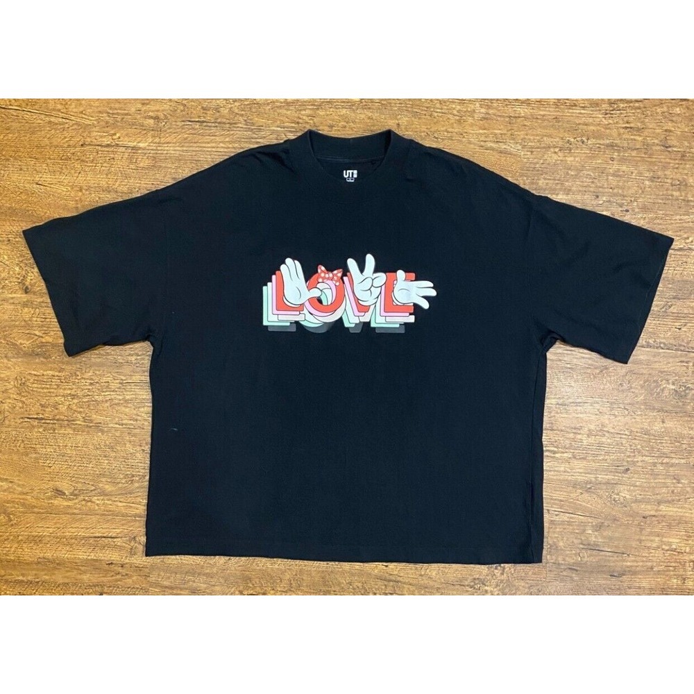 Uniqlo‎ Disney Ambush Black Minnie Hands Love Spellout Oversized Shirt Women's L